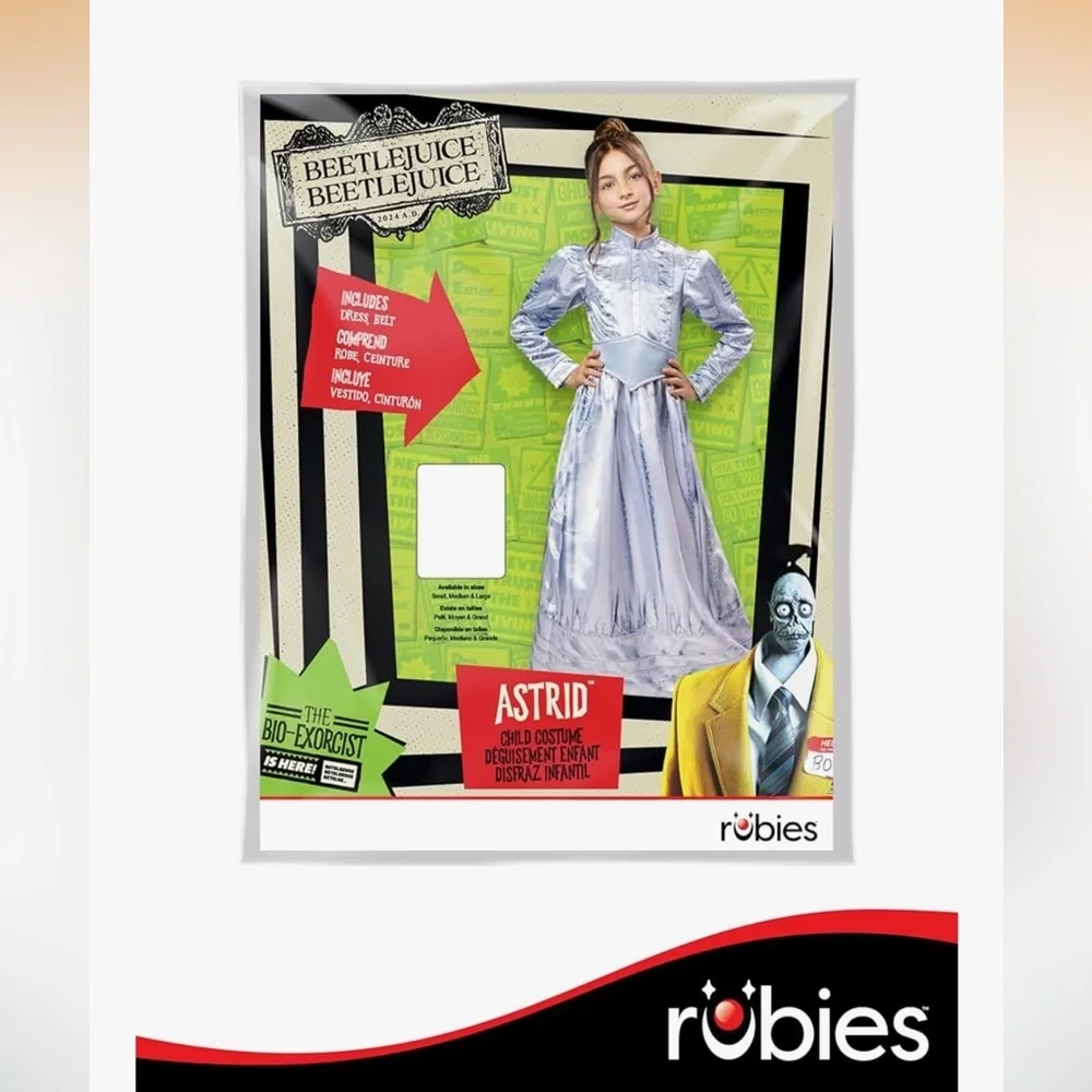 NWT Rubie's  Beetlejuice 2 Astrid Deetz Costume Dress w/Belt  7-8